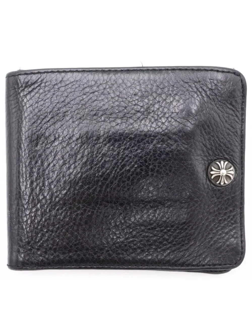 Chrome Hearts 1 Snap Cross Ball Button Leather Wallet Black